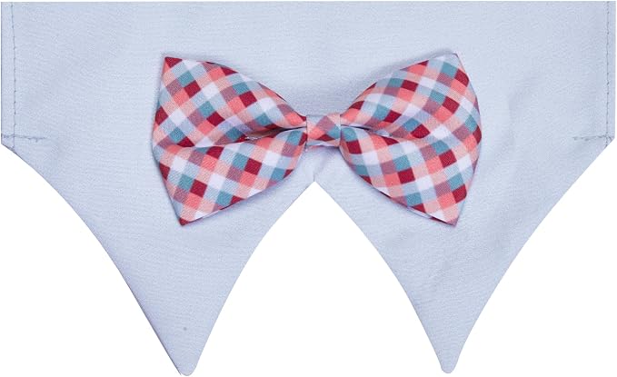 Blueberry Pet Timeless Multicolor Scottish Tartan Adjustable Dog Bandana Collar with Bow Tie, Medium, Neck 14.5"-20"
