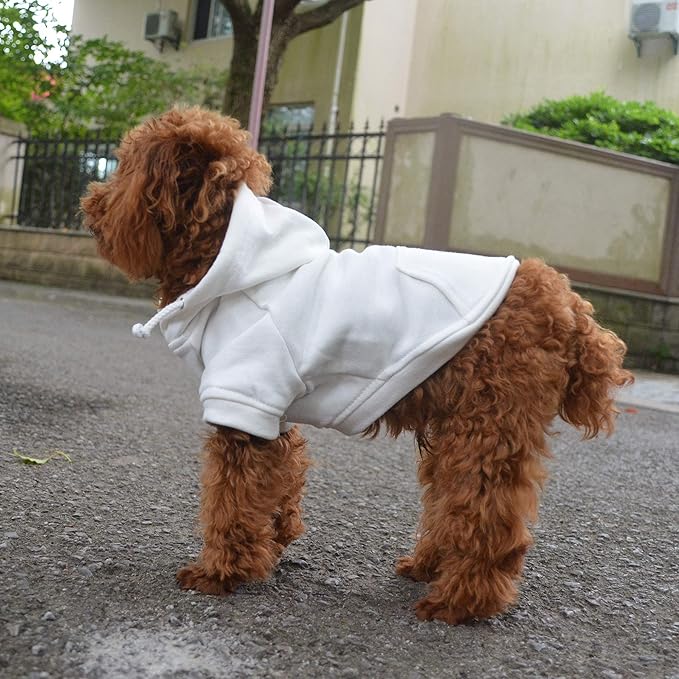 Lovelonglong Blank Basic Hoodie Sweatshirt for Dogs 100% Cotton Fits Small Medium Dachshund Large Dog Off White XXL