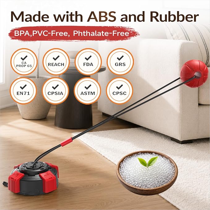 Dog Suction Cup Tug of War Toy, Interactive Self Play Dog Ball Toy with Chew Rope, Indestructible Bite Resistant Pet Training Tug Toy for Small Medium Large Dogs (Black red)