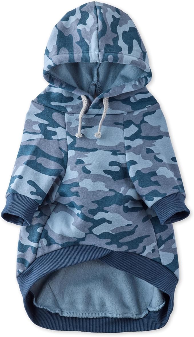 Rocky II - The Extra Comfy Hoodie, Organic Cotton and Recycled Poly Dog Hoodie Pet Coat Sweater for Small, Medium, Large Dogs, Navy Camo, XX-Small