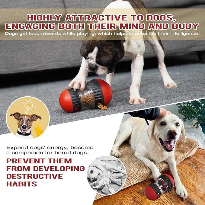 Dog Puzzle Treat Toy,Adjustable Treat Dispensing for Puppy Slow Feeding,Rolling Shape,Interactive for Dog Boredom Reduction,Mental Stimulation and Physical Exercise,Safe and Durable,All Breeds.