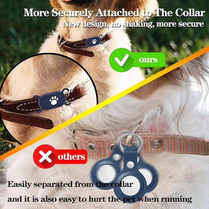2 Pack Waterproof Dog Collar Compatible with Samsung Galaxy SmartTag2 | Silicone GPS Tracker Hidden Loop Holder for Smart Tag2, Anti-Lost Collar Tag2 Paw Case (Black Black)