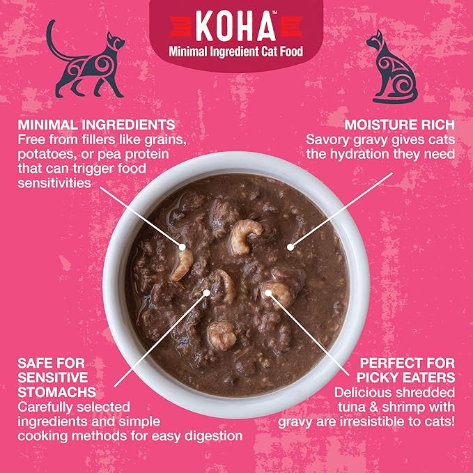 KOHA Poké Bowl Tuna & Shrimp Entree in Gravy for Cats, 12-Pack of 3oz Pouches