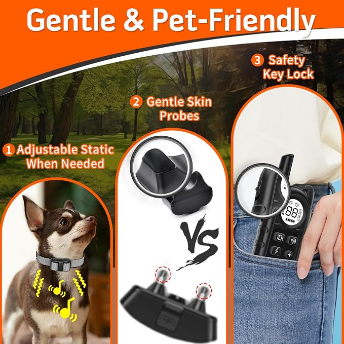 Lightweight Dog Training Collar with Remote for Small Dogs 5–15 lbs, Medium & Large Dogs, 1300FT Range, Waterproof, Rechargeable Training Device(WhiteBlack)