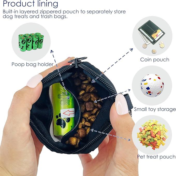 Raisingwell Dog Treat Pouch for Pet Walking and Training with Clicker Poop Bags Small Fanny Zipper Pack Holder for Puppy Snack Dispenser Kit for Leash and Outdoor Use (Orange)