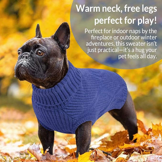 Dog Sweater Pullover, Cable Knit Dog Christmas Sweater, Dogs Sweaters for Small Medium Large Dogs with Harness Hole,Puppy Sweaters Boy Or Girl(Blue,XL)