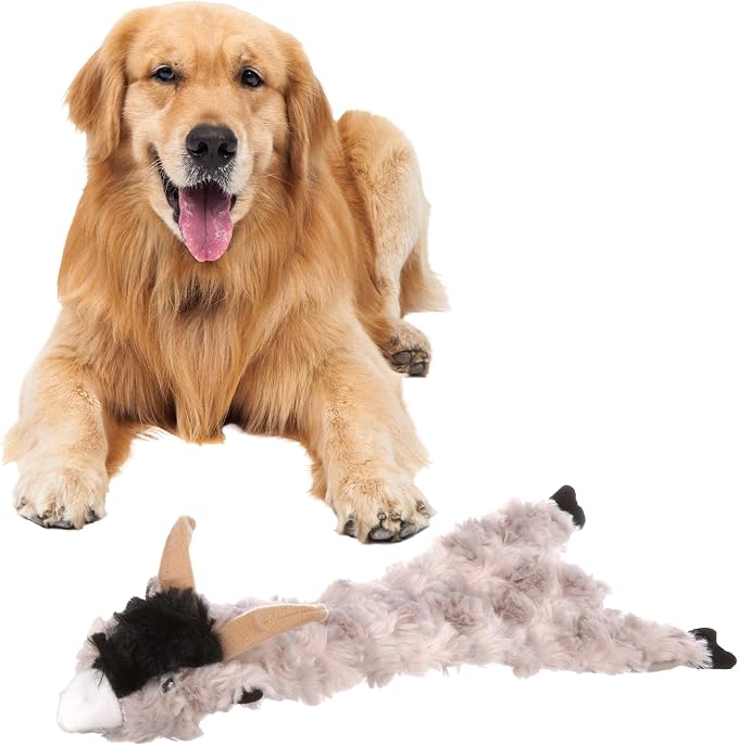 SPOT Skinneeez Crinklers Stuffless Goat Dog Toy, 23 Inch Plush with Crinkle and Squeaker, Tug Toy for Medium and Large Dog Breeds