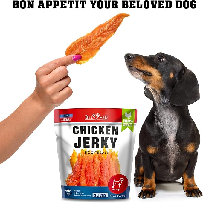 Beloved Pets Dog Treats Chicken Jerky 1.5 lb – Dog Food & High Protein Chews for Large, Medium & Small Breeds – Natural Healthy Training Snacks Strips – Human Grade Bulk Soft Pack – Made for USA