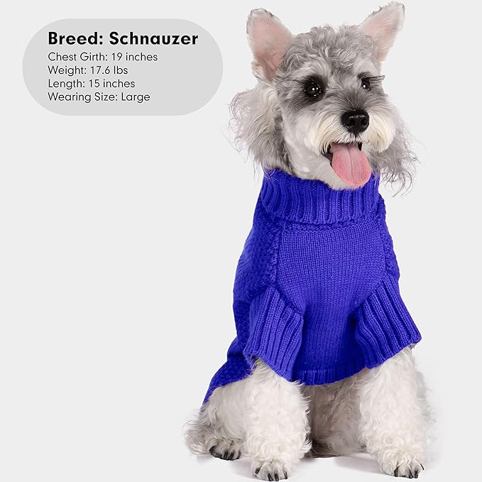 cyeollo Dog Sweater Pullover Turtleneck for Dogs, Classic Knitwear Fall Winter Cold Weather Doggie Clothes Warm Pet Apparel Small Medium Large Dog Sweaters, Royal Blue M