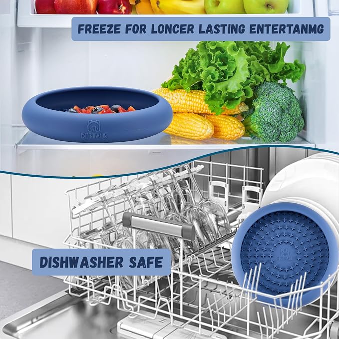 Dog Lick Bowl, Bestalk Anxiety Relief Slow Feeder Dog Lick Mat Treat Dispenser, Non-Slip Licking Bowl Enrichment Toys, BPA Free Silicone, Dishwasher Safe