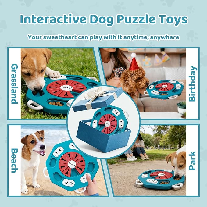 Dog Puzzle Toy for Smart Dogs, Interactive Dog Enrichment Toys,Level2(Blue)