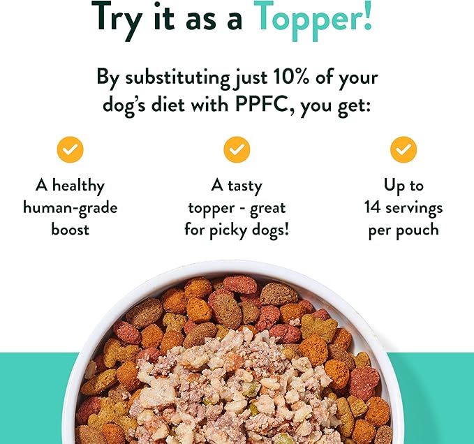 Portland Pet Food Company Fresh Dog Food Pouches - Human-Grade Toppers Wet Pet Meal & Mixers - Small & Large Breed Puppy & Senior Dogs - Gluten-Free, Limited Ingredient Rosie’s Beef N' Rice - 8 Pack
