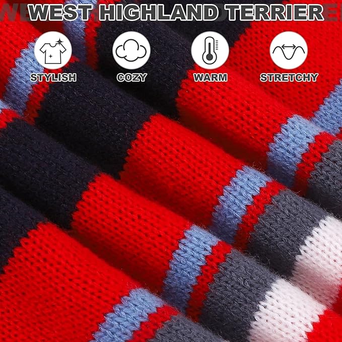 PAWCHIE Dog Sweater - Warm Turtleneck Coat for Medium to Large Dogs, Stretchy Knitted Outfit for Girls & Boys, Red