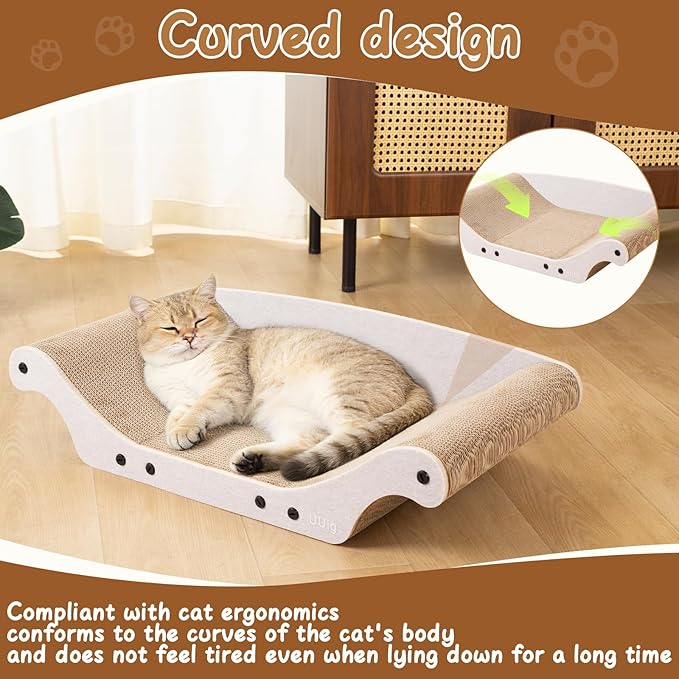 UUig Cat Scratcher Bed Cardboard Cat Scratch Couch Board 25 inches Large Cat Scratching Sofa Lounge & Scratch Pad for Indoor Cats, Furniture Protector