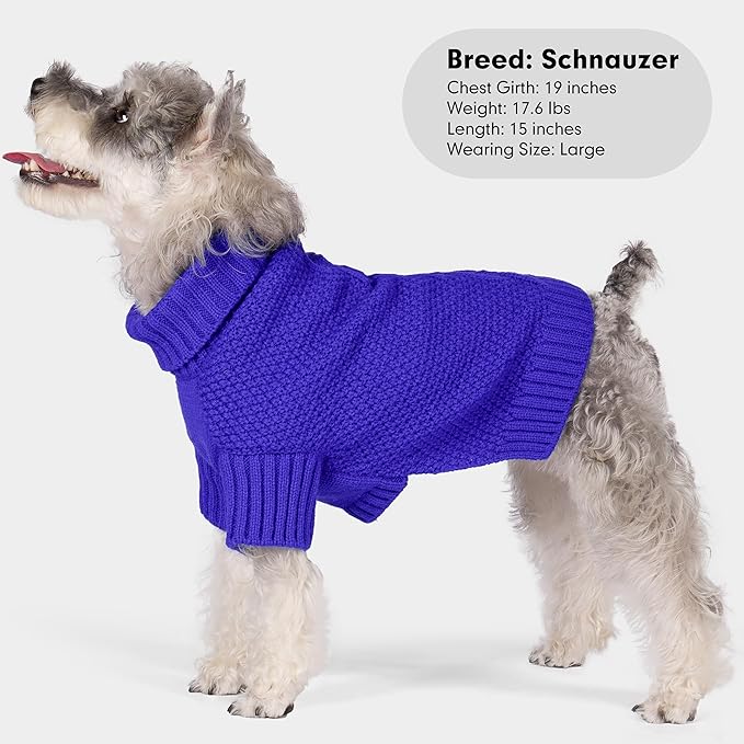 cyeollo Dog Sweater Pullover Turtleneck for Dogs, Classic Knitwear Fall Winter Cold Weather Pet Clothes Warm Pet Apparel Small Medium Large Dog Sweaters, Royal Blue L