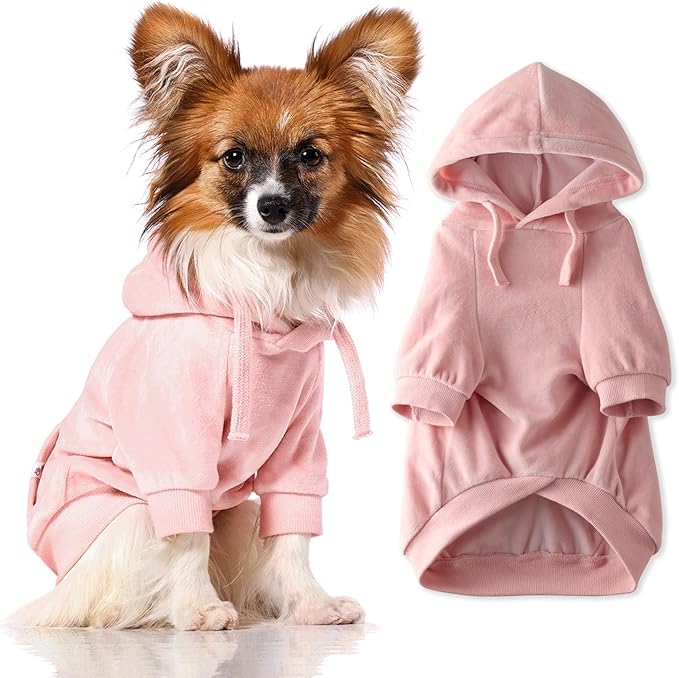 Cooper II Organic Cotton Velour Dog Hoodie Pet Coat for Small, Medium and Large Dogs, Pink, Medium