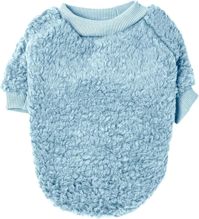 Dog Sweaters Clothes Coat for Small Dogs Boy or Girl Cat Puppy Coat Sweatshirts Soft Warm Fluffy Winter Jacket Apparels (Grey,Light Blue, Small)