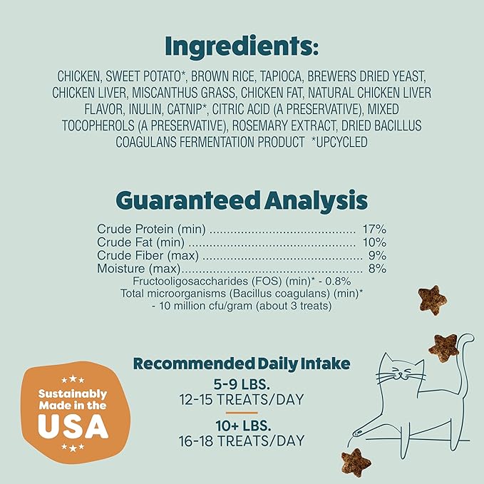 Shameless Pets Crunchy Cat Treats - Catnip Treats for Cats with Digestive Support, Kitten Treats with Real Ingredients, Natural & Healthy Flavored Feline Snacks - Catnip N Chill Chicken Liver, 1-pk