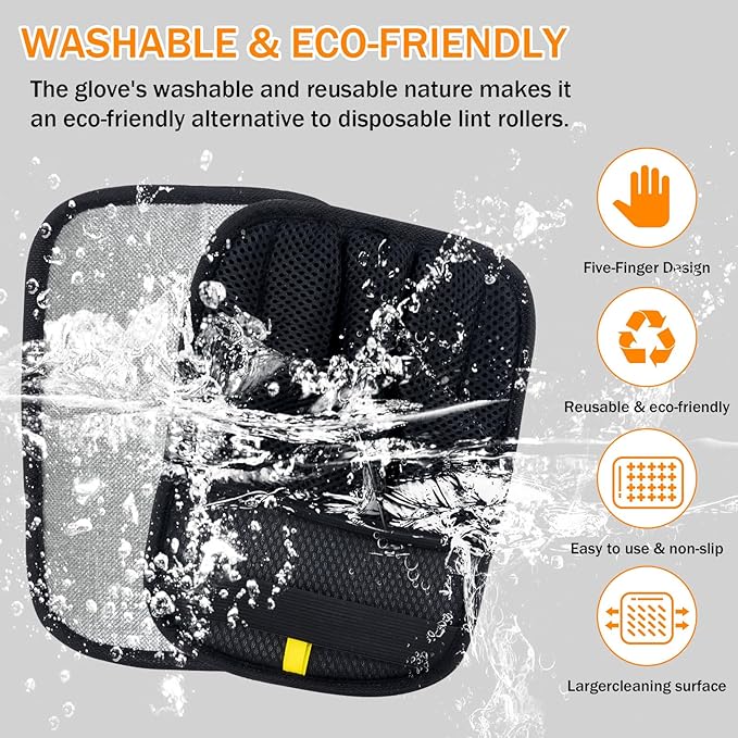TailWag Treats & Tools 3 Pack Upgraded Reusable Electrostatic Pet Hair Remover Glove for Sofa, Carpet, Clothes, Car Seats - Washable, Easy to Clean, 5-Finger Non-Slip Structure