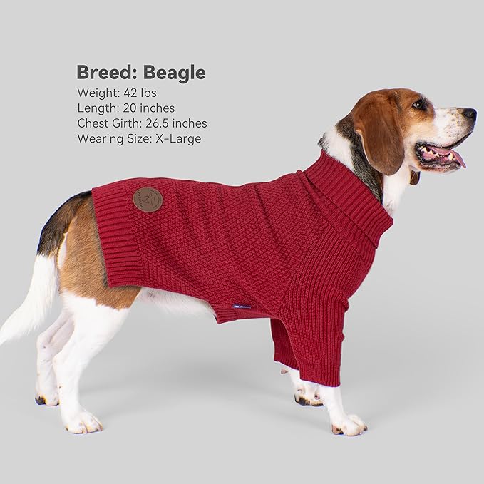 cyeollo Dog Sweater Warm Turtleneck Knitted Dog Christmas Sweaters with Long Sleeves Soft Winter Pet Clothes Sweaters for Dogs Girl