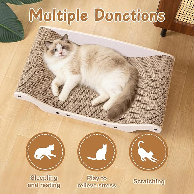 UUig Cat Scratcher Bed Cardboard Cat Scratch Couch Board 25 inches Large Cat Scratching Sofa Lounge & Scratch Pad for Indoor Cats, Furniture Protector