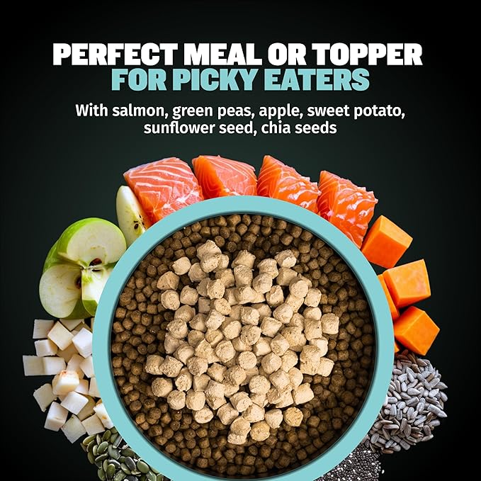 Bully Max Freeze-Dried Raw Dog Food Toppers for Puppies & Adult Dogs - Salmon with Real Fruits & Veggies - Meal Enhancers with Vitamins & Minerals - Feed as Puppy Treat or Dog Meal