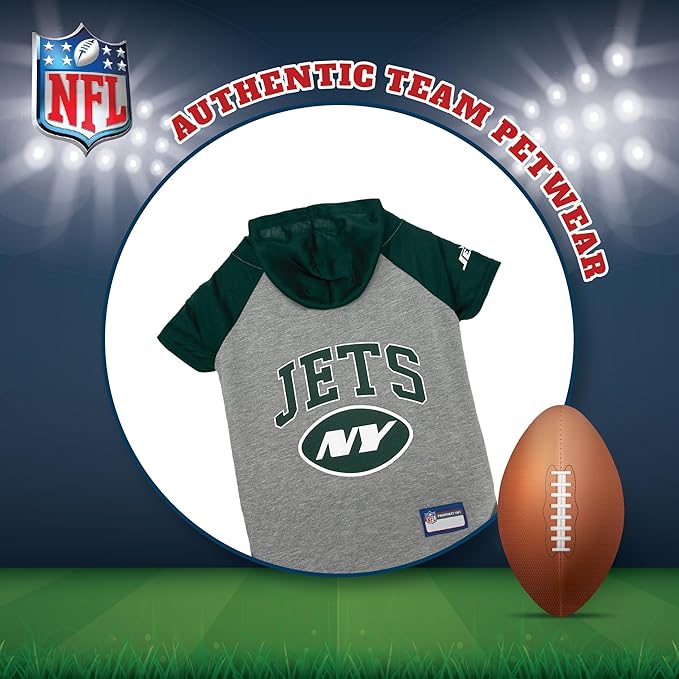 Pets First NFL New York Jets Hoodie for Dogs & Cats. | NFL Football Licensed Dog Hoody Tee Shirt, Medium| Sports Hoody T-Shirt for Pets | Licensed Sporty Dog Shirt