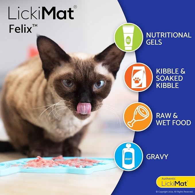 LickiMat Felix, Fish-Shaped Cat Slow Feeders Lick Mat, Boredom Anxiety Reducer; Perfect for Food, Treats, Yogurt, or Peanut Butter. Fun Alternative to a Slow Feed Cat Bowl or Dish, Yellow