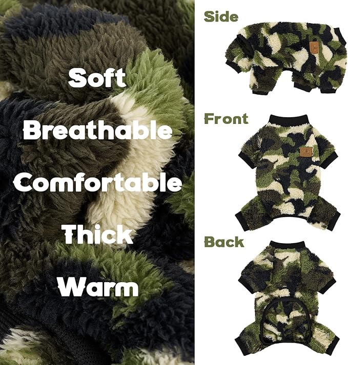XPUDAC Dog Sweater, Dog Winter Clothes for Small Medium Dogs Girl Boy Fleece Doggy Pajamas for Winter Christmas, Camouflage, X-Large