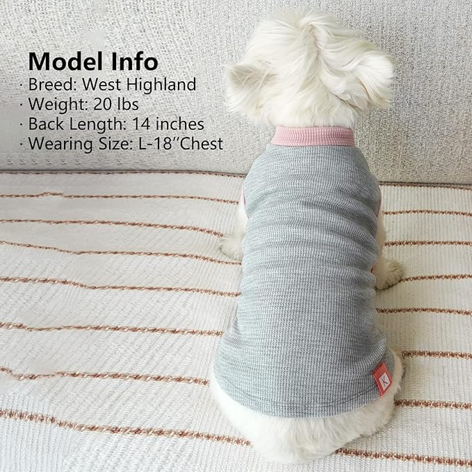 KYEESE 2Pack Dog Shirts Waffle for Small Dogs Stretchy T-Shirts Lightweight Tank Top Sleeveless Dog Vest Breathable, X-Large, Pink+Grey