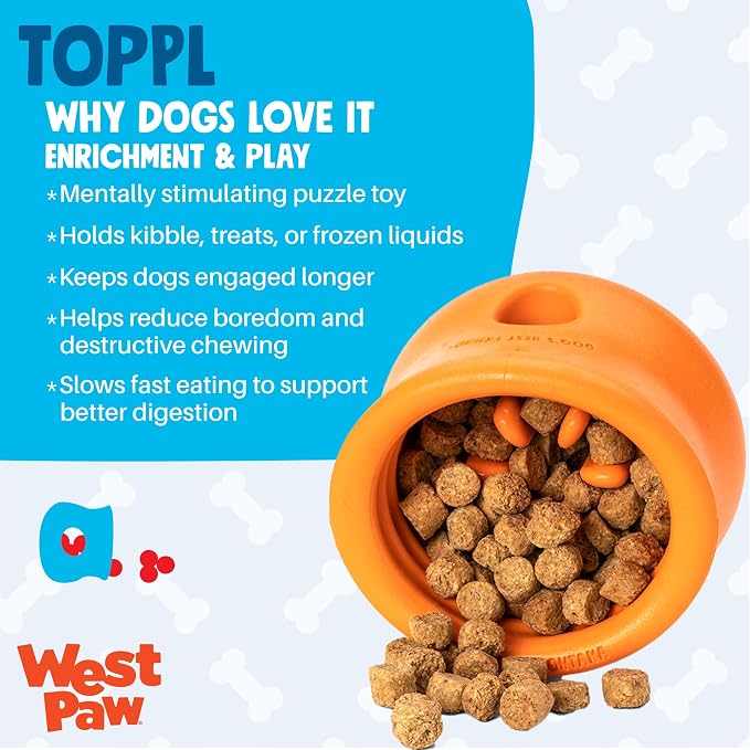 WEST PAW Zogoflex Toppl Interactive Treat Dispensing Puzzle Dog Toy for Mental Stimulation & Enrichment-Holds Kibble & Treats-Lickable, Freezable & Dishwasher Safe-Made in USA-Large-Cardinal Red