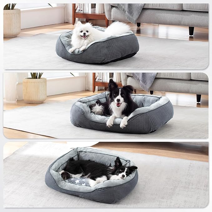 SIWA MARY Dog Beds for Large Dogs, Washable Dog Sofa Bed with Wide Sides, Pentagram Pattern Design, Durable Pet Cuddler Beds, Warming Soft Orthopedic Cat Beds for Pet Sleeping, Non-Slip Bottom