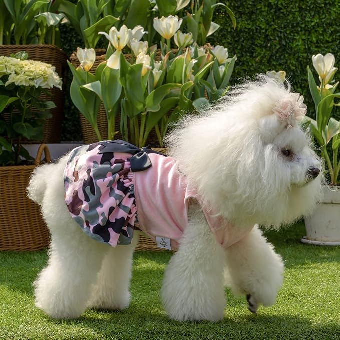 CuteBone Daddy's Little Girl Dog Dress for Small Dogs Pink Skirt Puppy Velvet Dresses Dog Clothes CVA21M-D