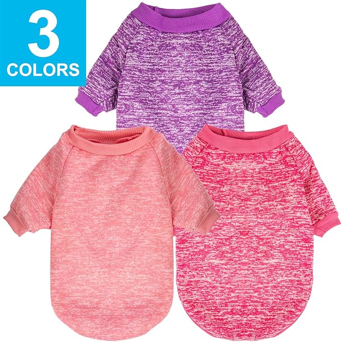 3 Pack Dog Sweater, Dog Sweaters for Small Dogs, Warm Soft Pet Clothes for Puppy, Medium Large Cat, Dogs Girl or Boy, Dog Shirt for Winter Christmas (Pink+Purple+HotPink, XX-Small)
