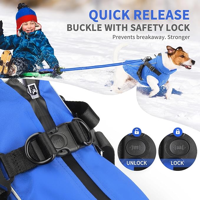 Dog Winter Coat Reflective Water-Resistant Jacket, Fleece Lined Windproof Puppy Coat with Back Zipper & D-Ring, Cold Weather Dog Coats for Small Medium Dogs (L, Blue)