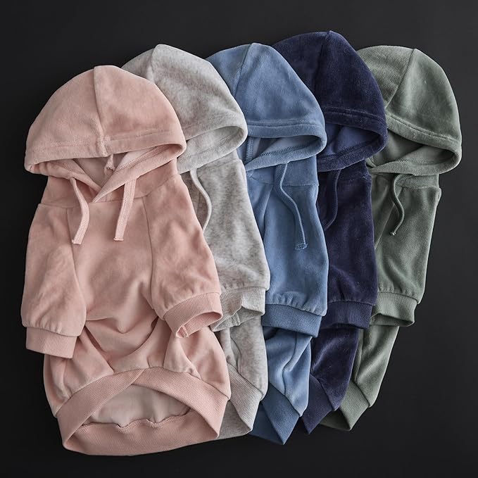 Cooper II Organic Cotton Velour Dog Hoodie Pet Coat for Small, Medium and Large Dogs, Black, Medium (20-45 lbs)