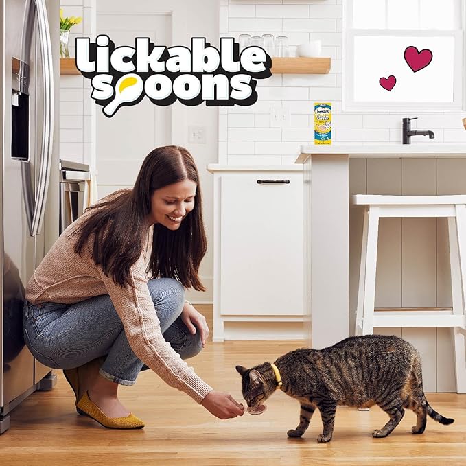 Temptations Lickable Spoons Adult Wet Cat Treat, Savory Salmon and Tempting Tuna Flavor, 4 Spoons, Pack of 12 (48 Total Treats)