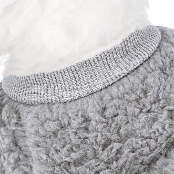 Dog Sweaters Clothes Coat for Small Dogs Boy or Girl Cat Puppy Coat Sweatshirts Soft Warm Fluffy Winter Jacket Apparels (Grey, X-Small)
