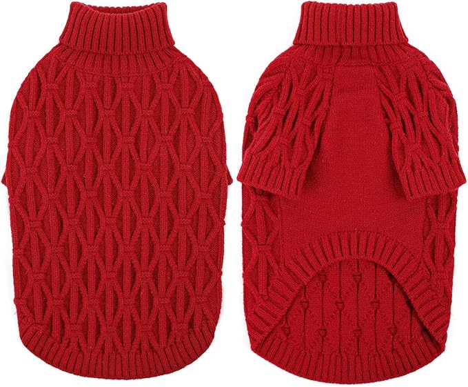 Extra Small Dog Sweater for Dogs, Puppy Sweaters for Small Dogs Girl Thermal Knitted Doggy Sweaters Pet Clothes Doggie Turtleneck Sweatshirts, Red XS