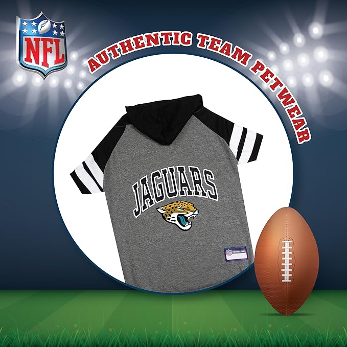 Pets First NFL Jacksonville Jaguars Hoodie for Dogs & Cats. | NFL Football Licensed Dog Hoody Tee Shirt, Large| Sports Hoody T-Shirt for Pets | Licensed Sporty Dog Shirt