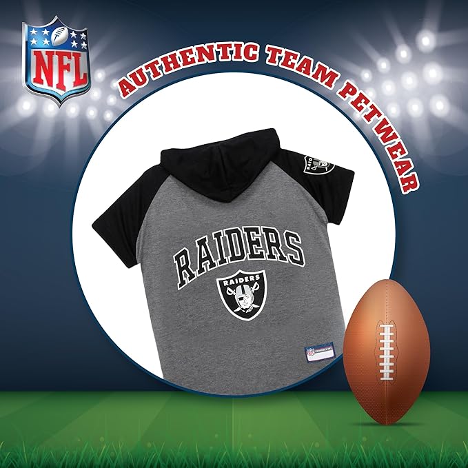 Pets First NFL Oakland Raiders Hoodie for Dogs & Cats. | NFL Football Licensed Dog Hoody Tee Shirt, Large| Sports Hoody T-Shirt for Pets | Licensed Sporty Dog Shirt