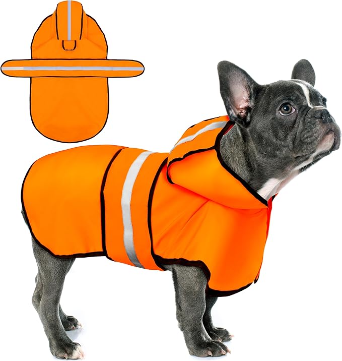 Paiaite Dog Raincoat: Hooded Slicker Poncho, Durable Waterproof Jacket with Reflective Stripes for Safety, Convenient Leash Hole Adjustable Fit, Perfect for Small, Medium Large Dogs Orange 3XL