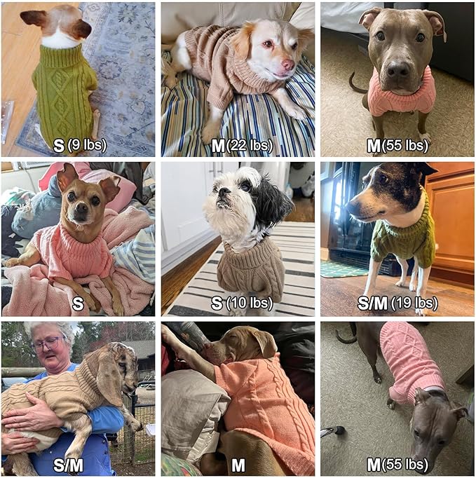 BEAUTYZOO Dog Sweaters for Small Dogs Girl Small Dog Sweater Female Male-Warm Dogs Christmas Sweater,Thick Turtleneck Pullover Pet Clothes Cable Knitwear in Winter for Puppy Chihuahua Yorkie,Purple S