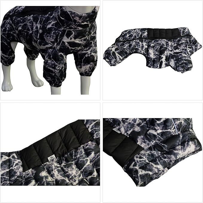 lovelonglong Dog Coat Dog Warm Jacket, 4 Legs Covered Waterproof Windproof Reflective Warm Dog Vest, Zippered Adjustable Outdoor Dog Snow Jacket for Small Medium Large Dogs micai-Black XXL