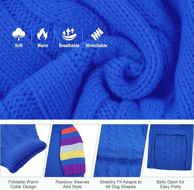 Sweaters for Large Size Dogs Winter, Turtleneck Extra Large Dog Sweater for Dogs Male Female, Thick Warm Christmas Dog Cold Sweater, Sweaters for Doggie Doberman, German Shepard (Blue XXXL)