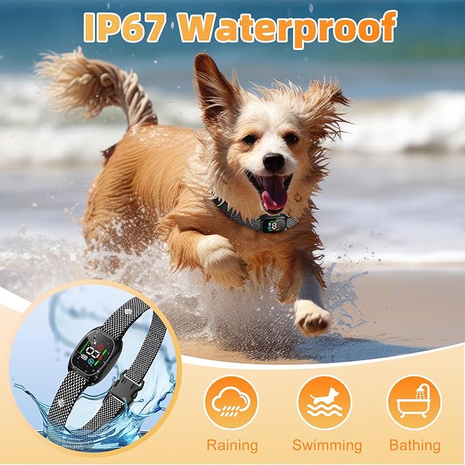 Anti Bark Collar for Small Dogs, Humane No Shock Dog Barking Collars, 4 Modes & 8 Sensitivity Levels, Smart Auto Detection Device Rechargeable Training Bark Collar for Small Medium Dogs 5-18lbs Orange