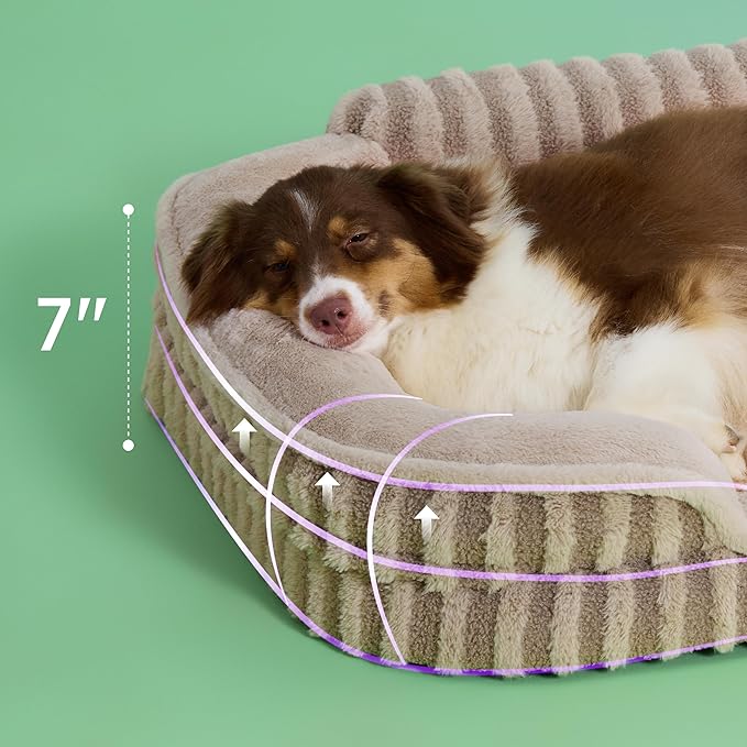 LE SURE Cute Dog Beds for Extra Large Dogs, Orthopedic Waterproof XL Pet Bed with Sides, High Back Non-Slip and Egg-Crate Foam Big Dog Couch Sofa with Washable Removable Cover, Hazel