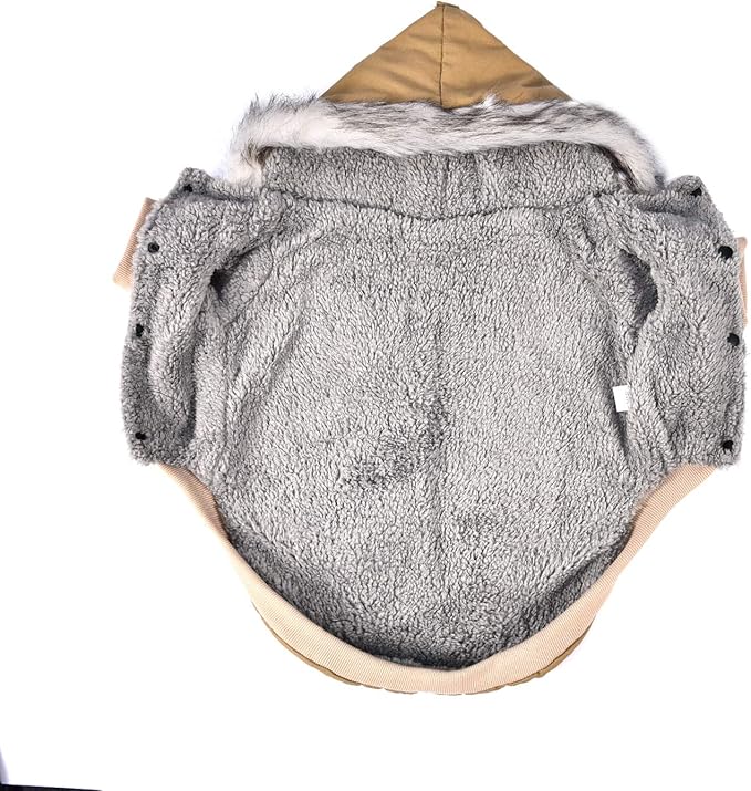 Warm Dog Hooded Trench Coat Windproof Parka Jacket for Cold Weather (XL, Khaki)