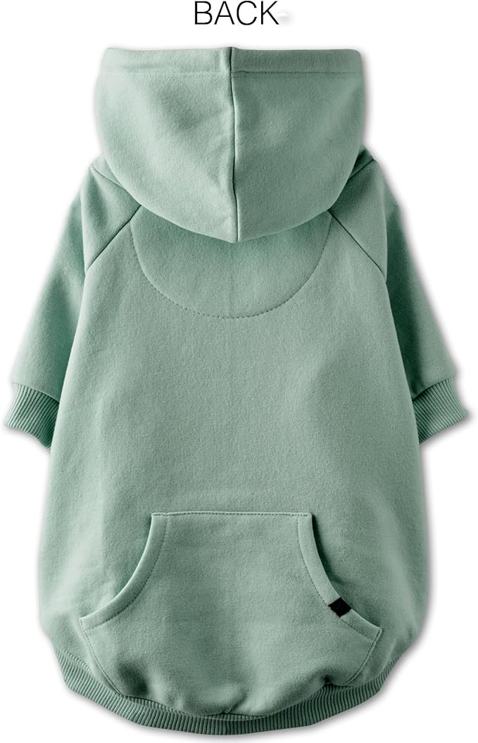 Rocky II - The Extra Comfy Hoodie, Organic Cotton and Recycled Poly Dog Hoodie Pet Coat Sweater for Small, Medium, Large Dogs, Sage, XXX-Small (up to 5lbs)