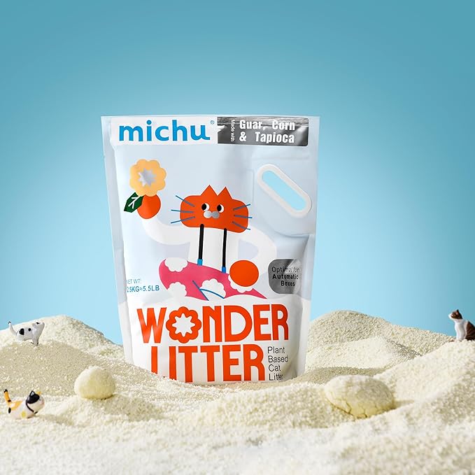 Michu Tofu Cat Litter Natural Clumping Tofu Cat Litter 5.5lb/88oz 5 Scents (Greentea + Wonder Litter, 2 Pack)